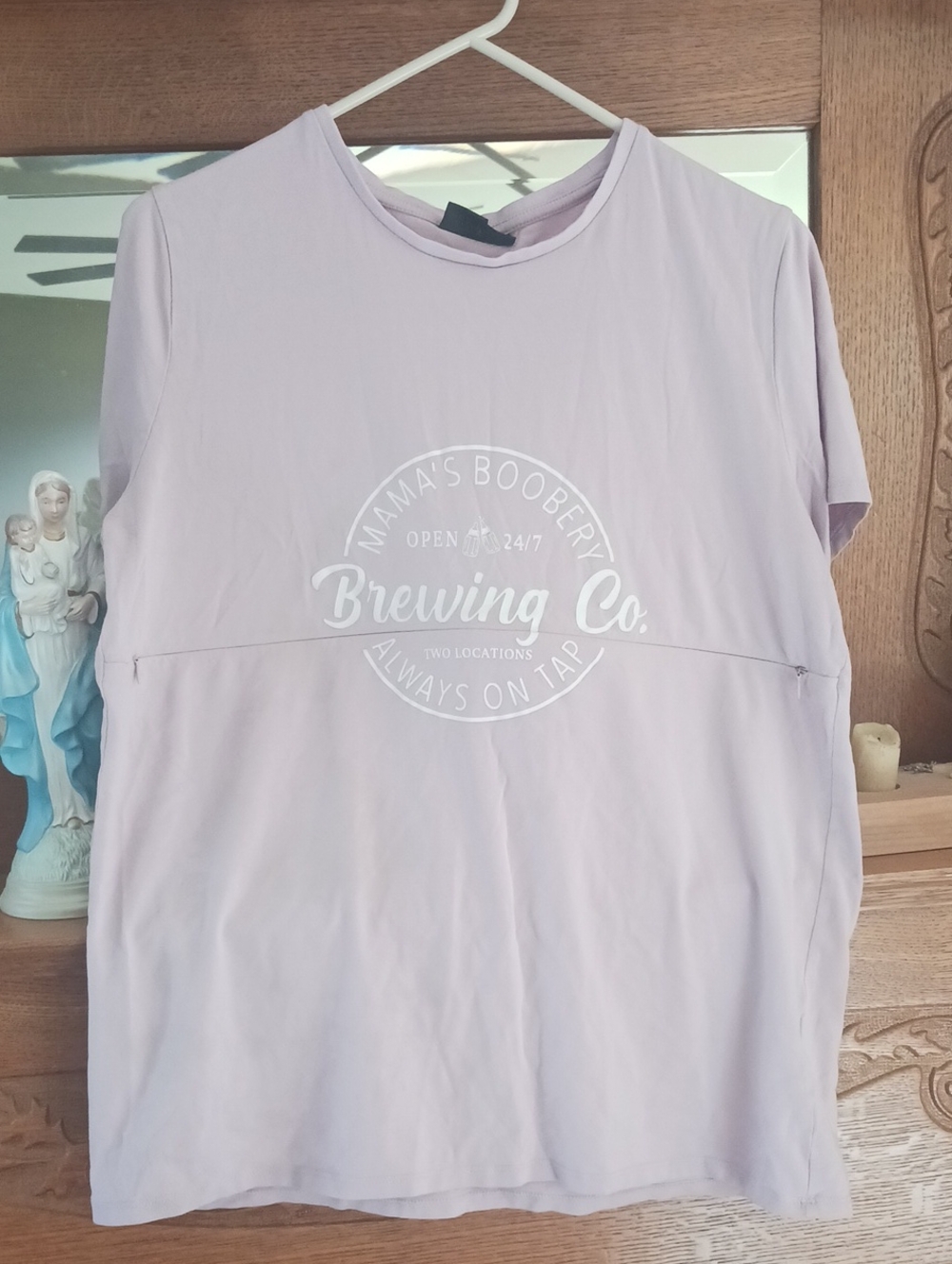 Nursing Queen Cotton Lavender Short Sleeve Tee with Mama's Brewing Co. Logo